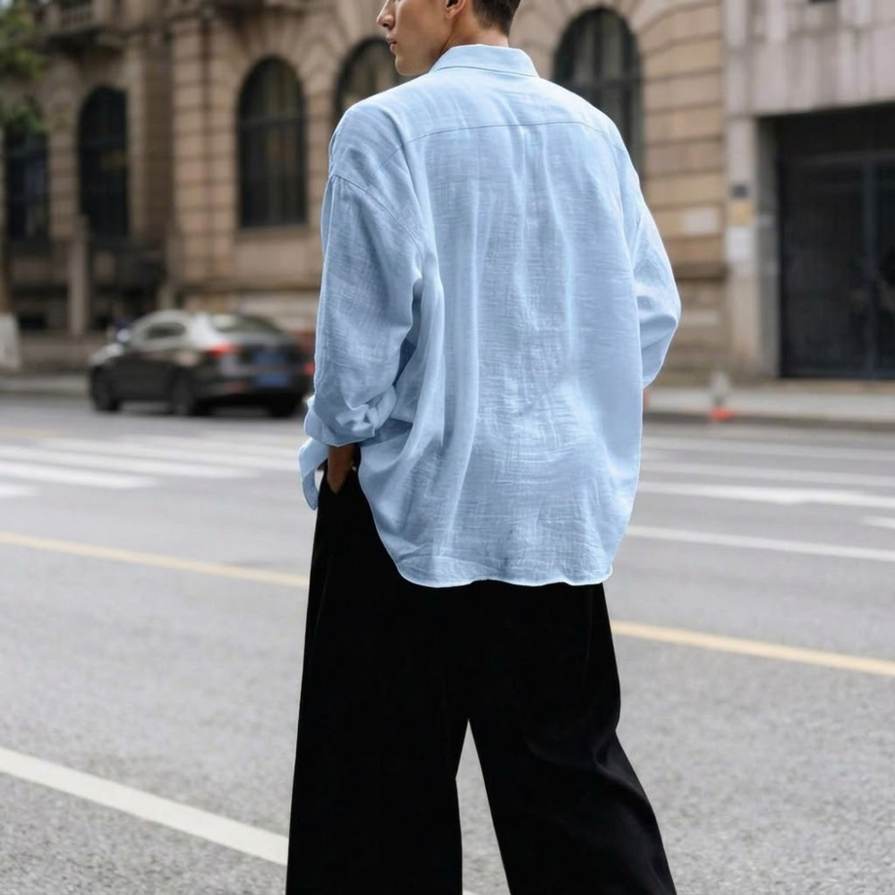 Plus Size Long Sleeve Single Pocket Loose Casual Autumn Shirt For Men