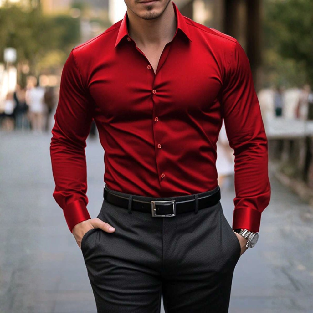 Formal Solid Long Sleeve Commuter Professional Business Shirt For Men