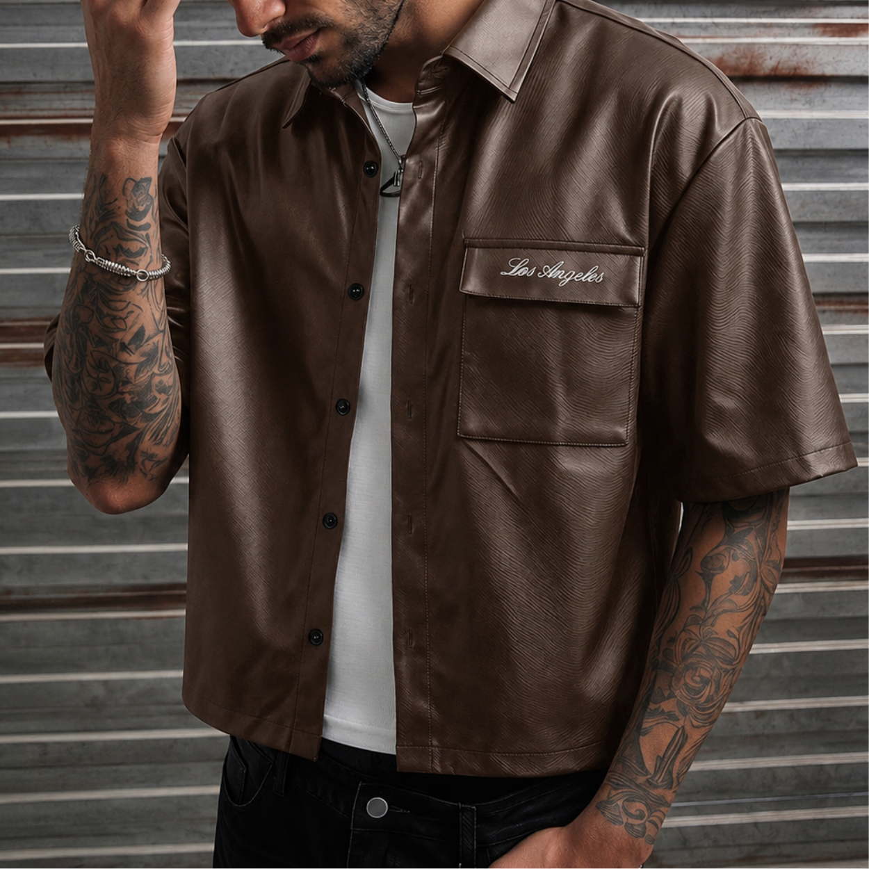 Loose Fit Short Sleeve Streetwear Shirt For Men