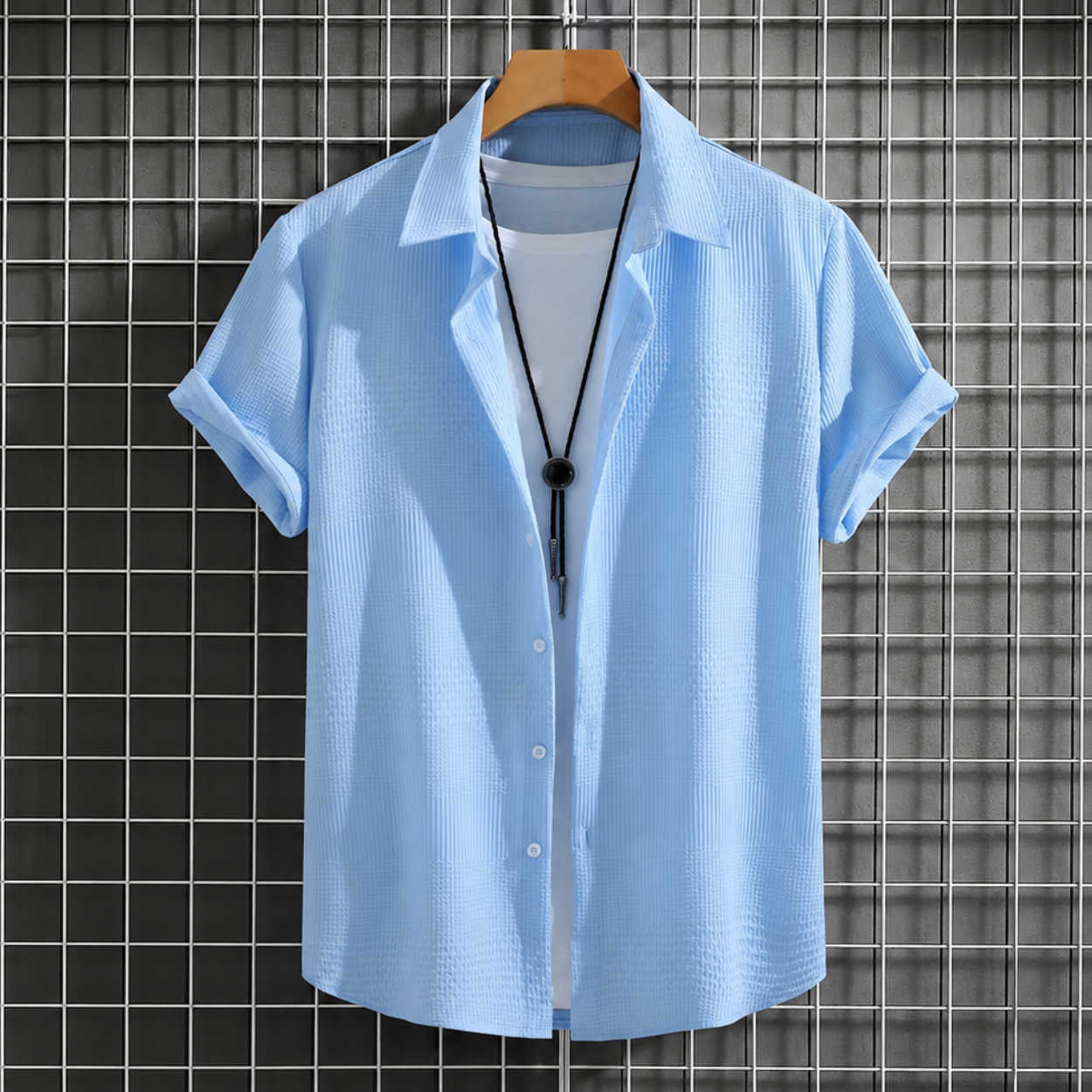 Plain Button Down Short Sleeve Shirt For Men