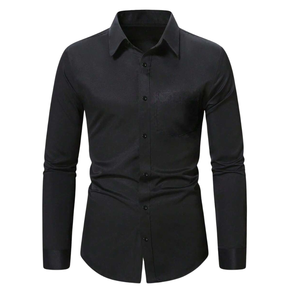 Plain Simple Long Sleeve Formal Dress Shirt Daily Wear For Men