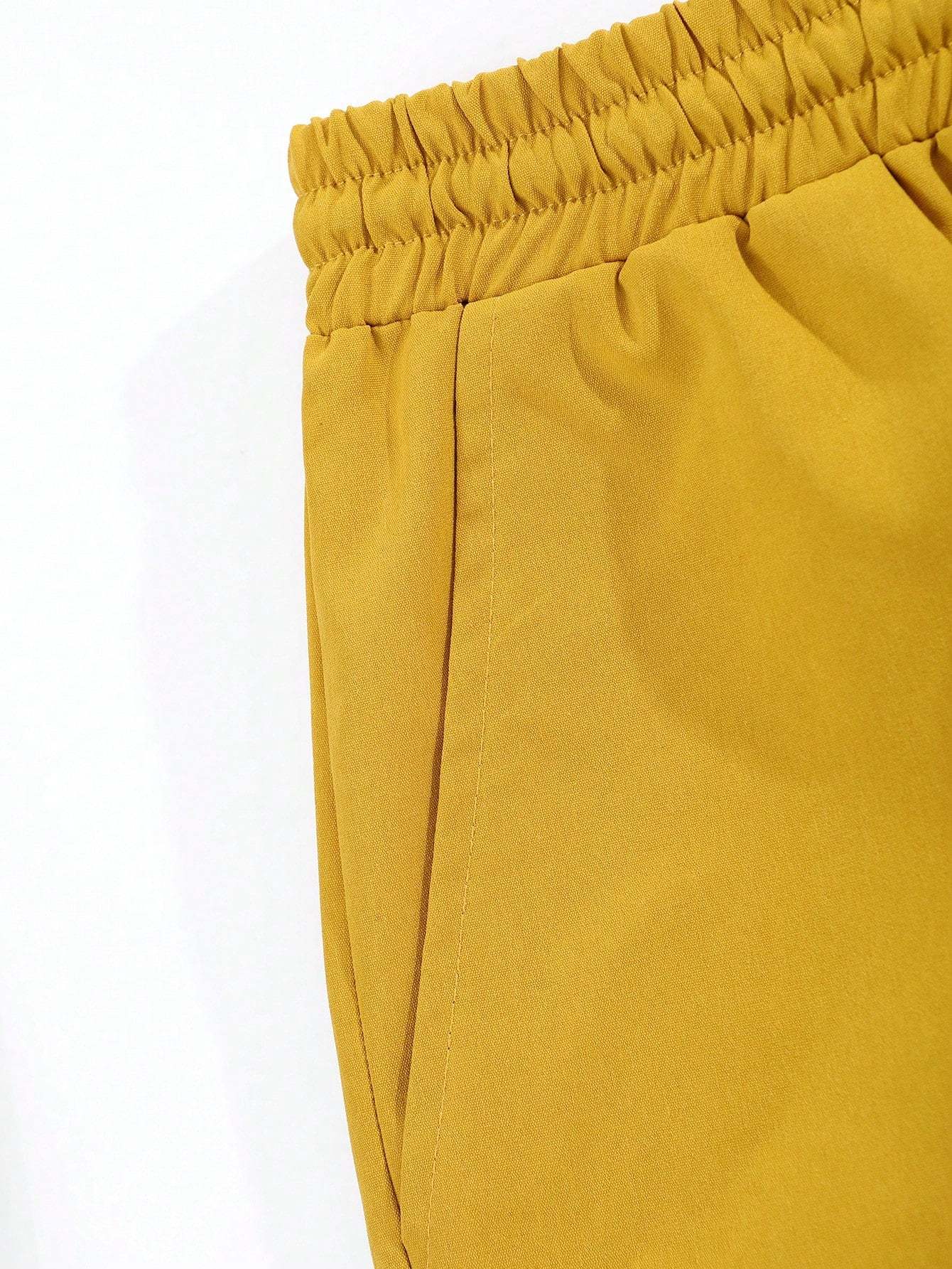 Tropical Print Shirt And Drawstring Shorts-Vacay Outfit