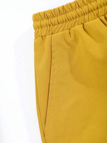 Tropical Print Shirt And Drawstring Shorts-Vacay Outfit