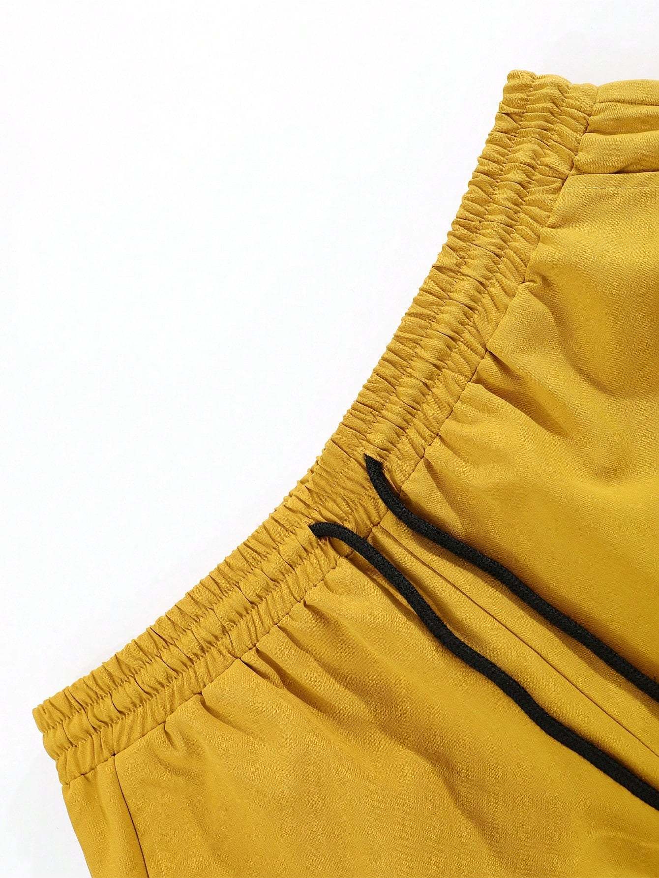 Tropical Print Shirt And Drawstring Shorts-Vacay Outfit