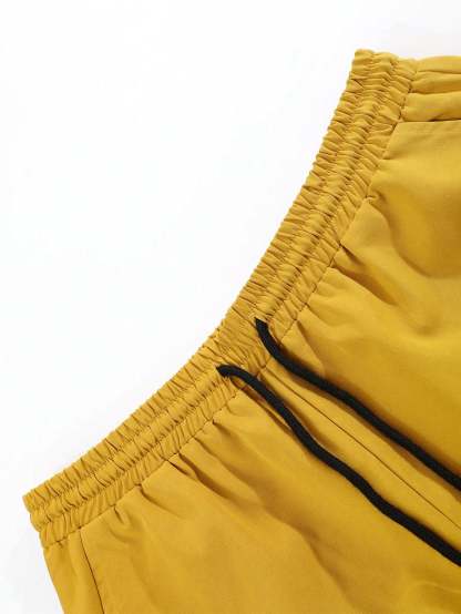 Tropical Print Shirt And Drawstring Shorts-Vacay Outfit