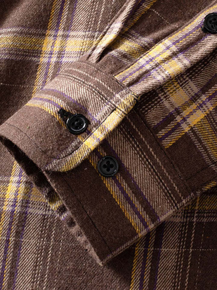 Double Patch Pockets Plaid Shirt-Vacay Outfit