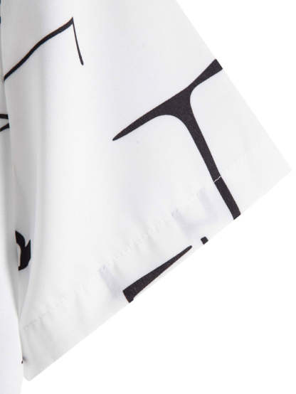 Abstract Print Button Up Shirt-Vacay Outfit