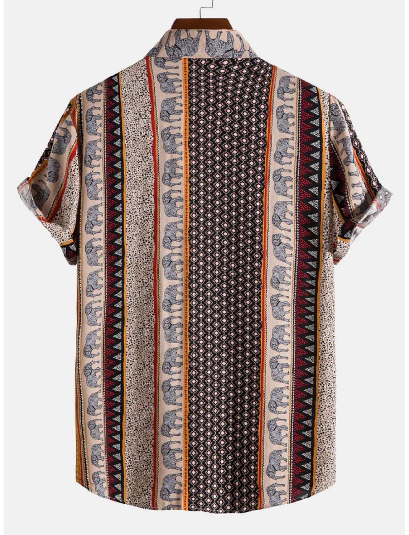 Abstract Elephant Printed Shirt-Vacay Outfit