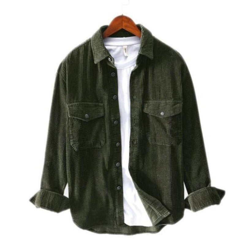Stylish Solid Corduroy Pockets Shirt: Comfort and Trend in One-Vacay Outfit