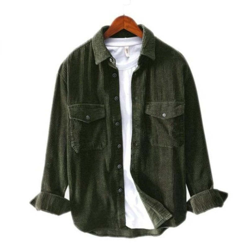 Stylish Solid Corduroy Pockets Shirt: Comfort and Trend in One-Vacay Outfit