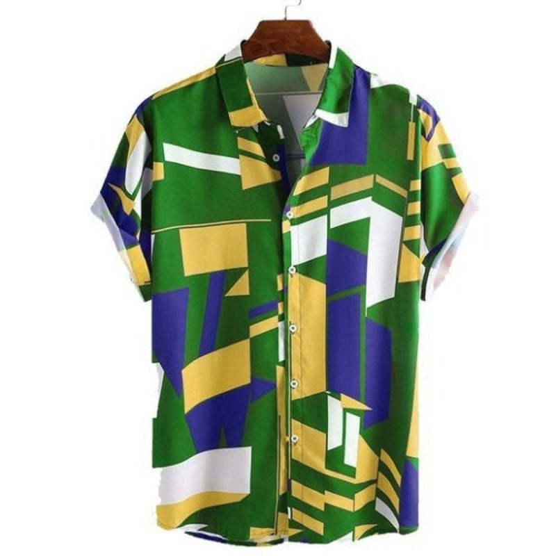 Geometric Colors Shirt-Vacay Outfit