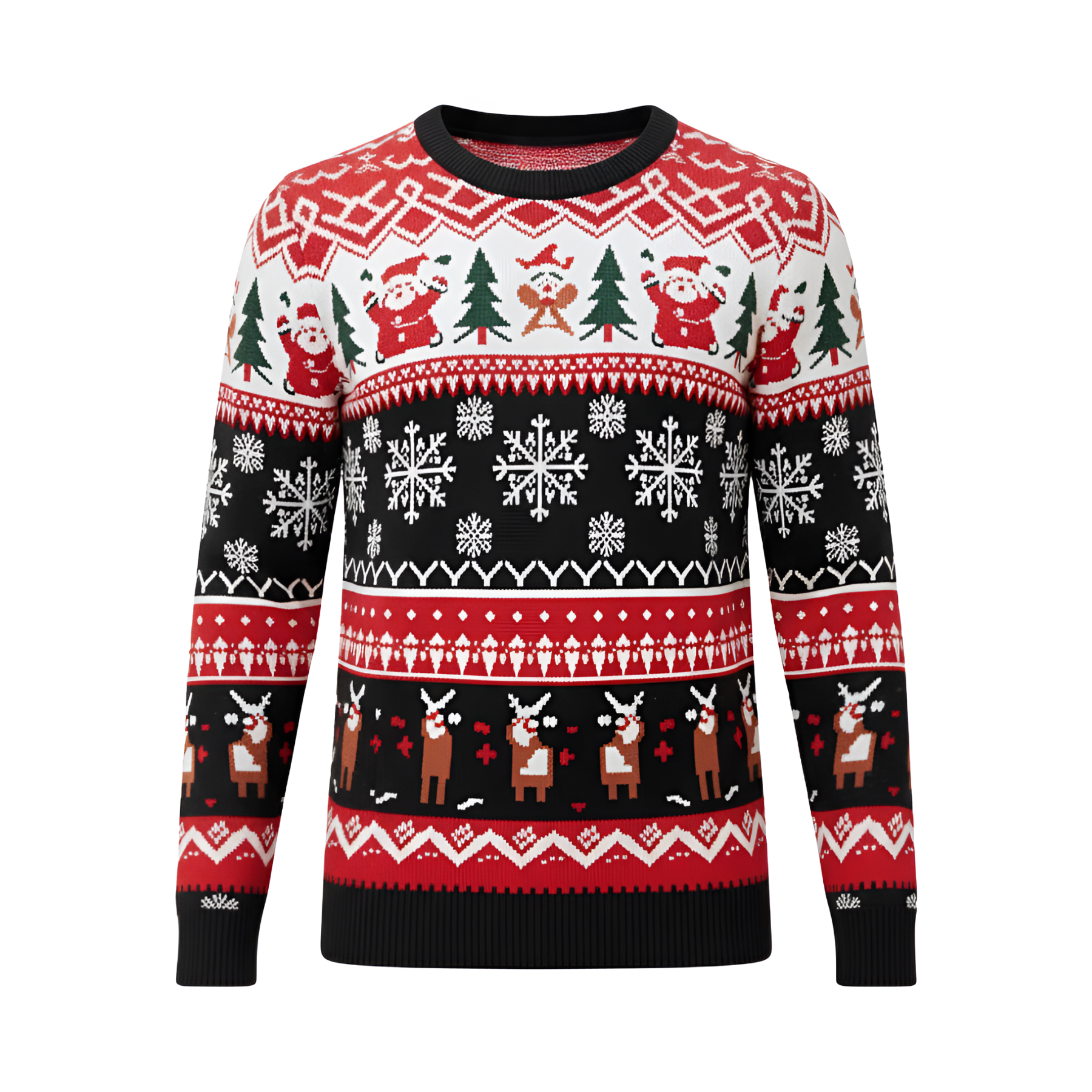 Ugly Christmas Sweater For Men With Santa And Snowflake Pattern