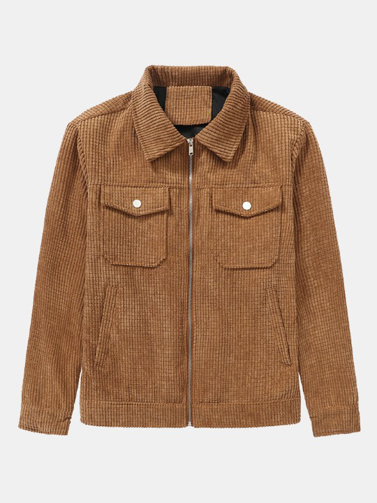 Corduroy Zip Up Jacket-Vacay Outfit