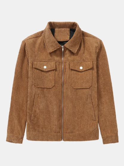 Corduroy Zip Up Jacket-Vacay Outfit