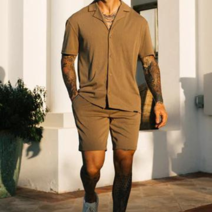 The Riviera Revere Shirt With Midnight Elegance-Vacay Outfit