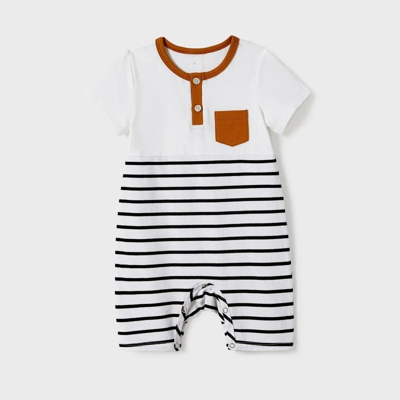 Family Matching Stripe Asymmetrical Dresses and Panel T shirts Sets-Vacay Outfit