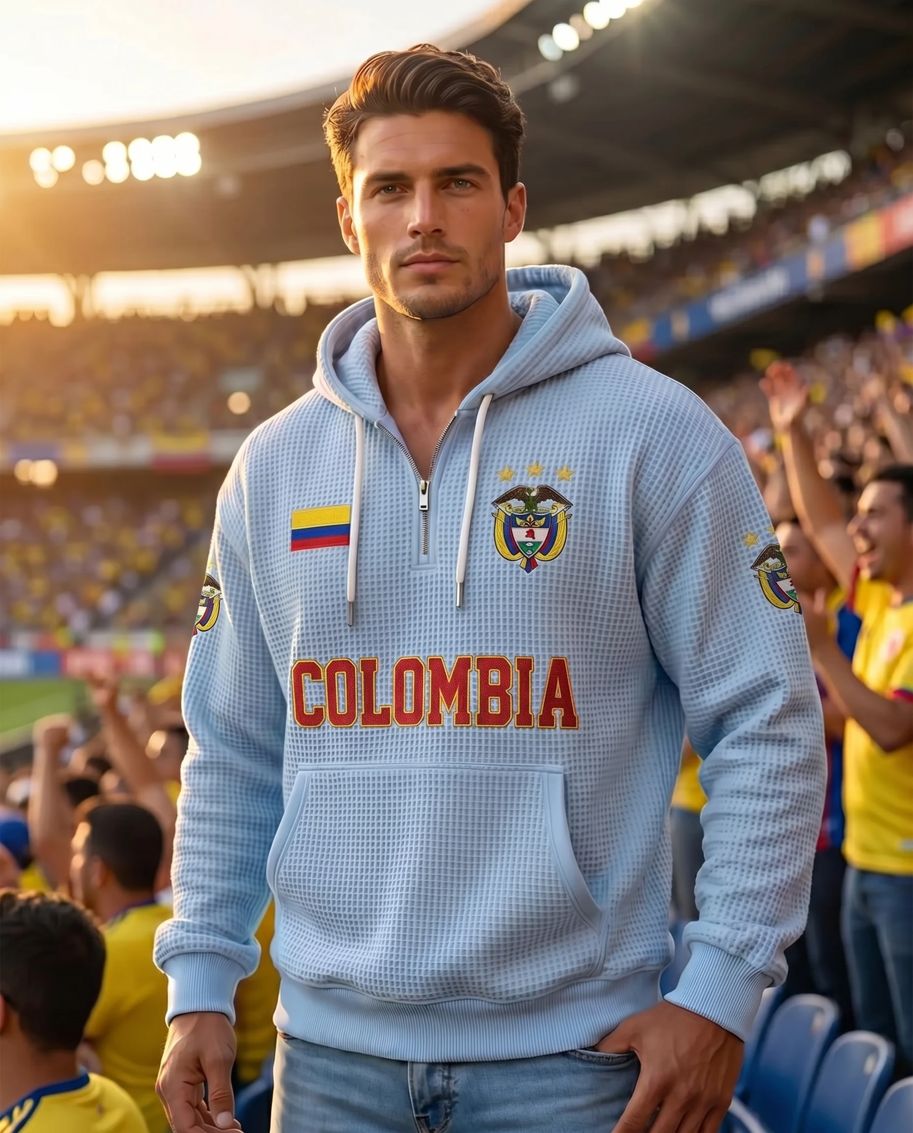 Colombia waffle quarter-zip football fan hoodie