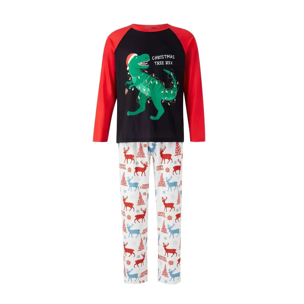 Christmas Dino Lights Family Pajama Set-Vacay Outfit