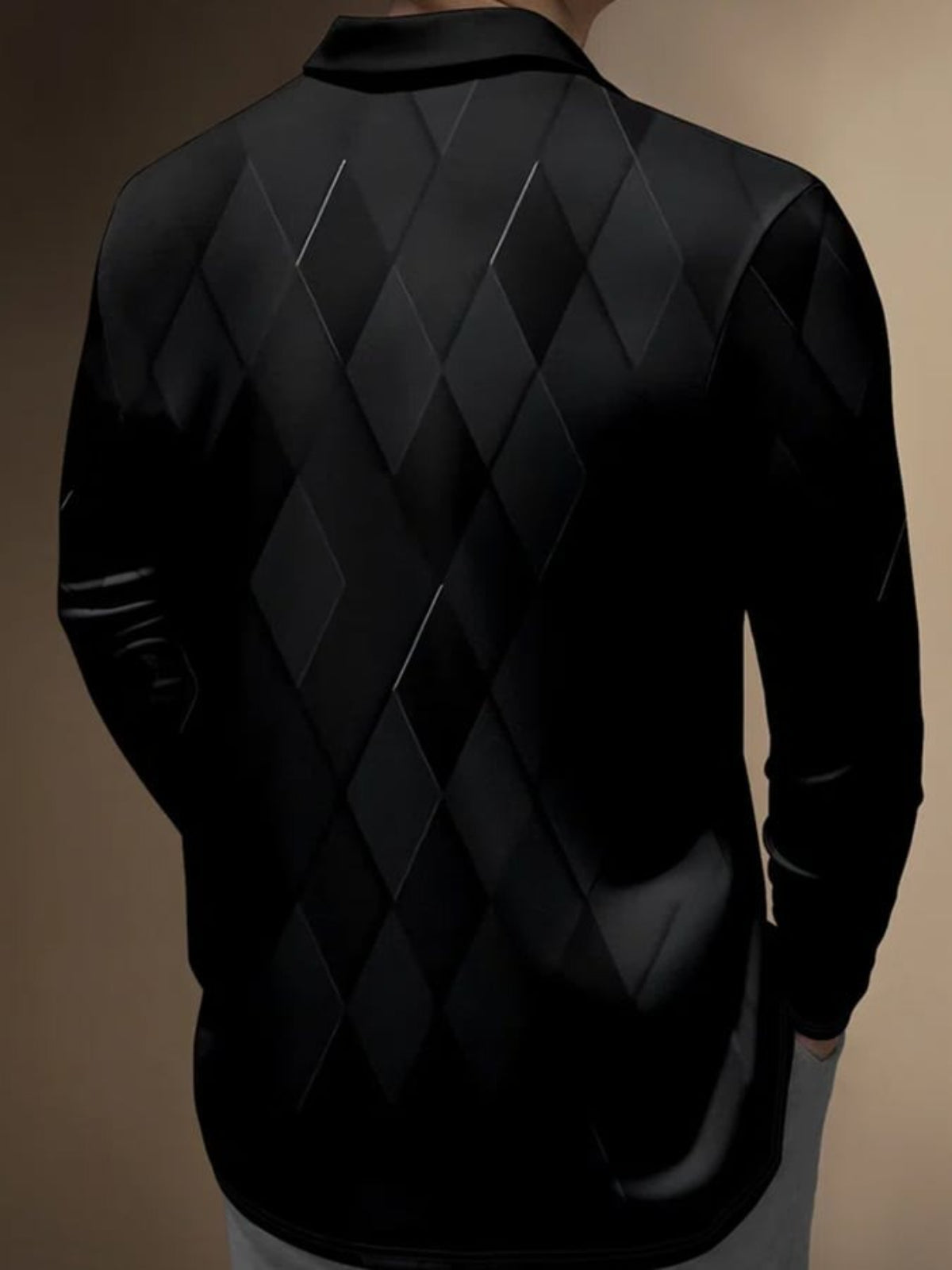 3D Gradient Diamond Print Polo Shirt-Vacay Outfit