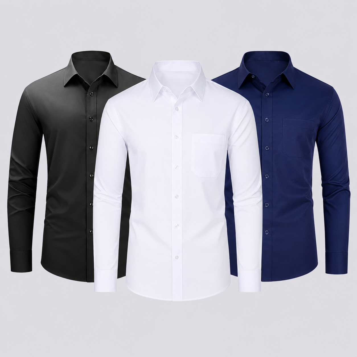Slim Fit Pack Of 3 Long Sleeve Formal Shirt For Men