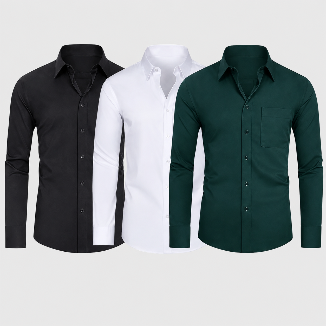 Slim Fit Pack Of 3 Long Sleeve Formal Shirt For Men