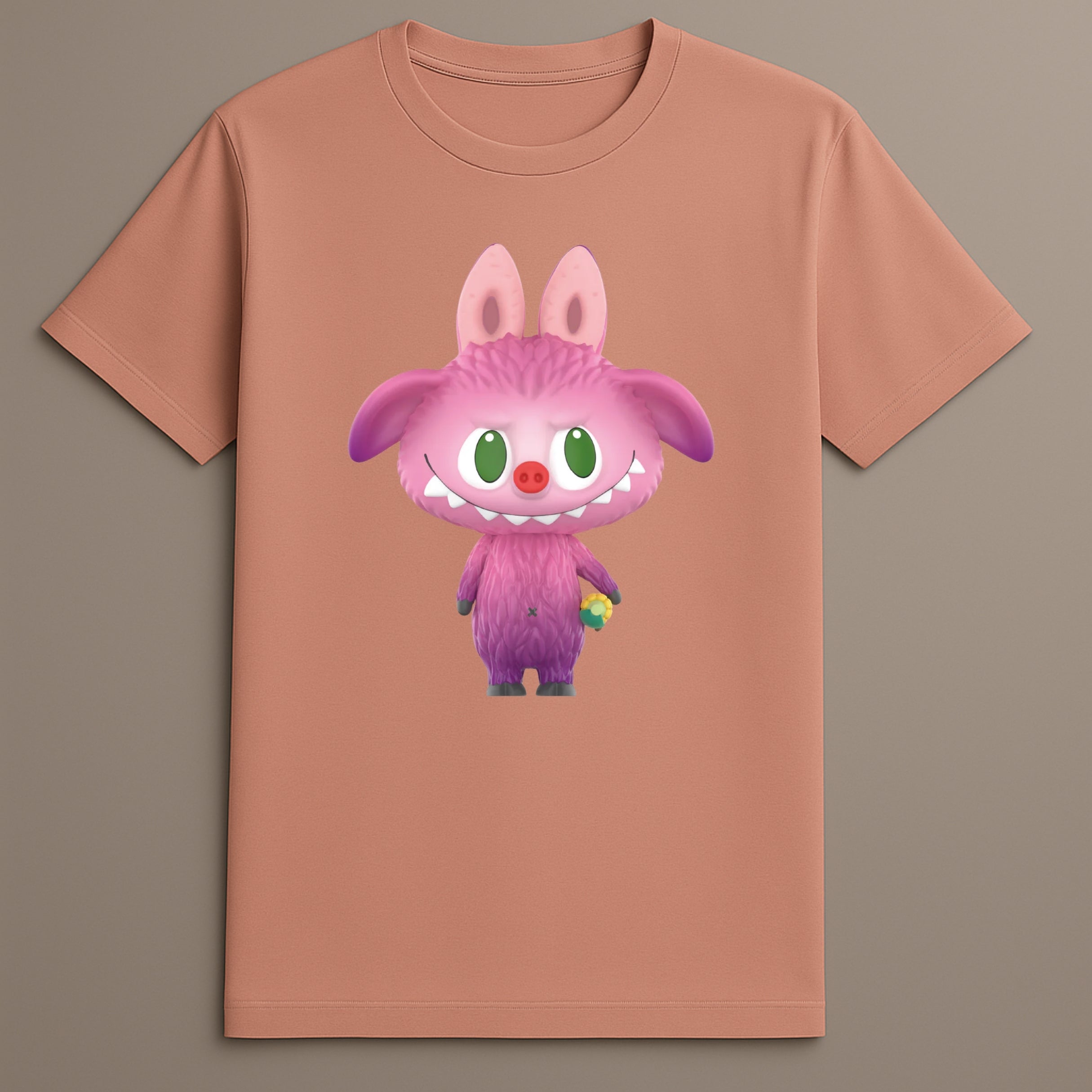 Furry Monster With Flower Graphic Labubu T Shirt