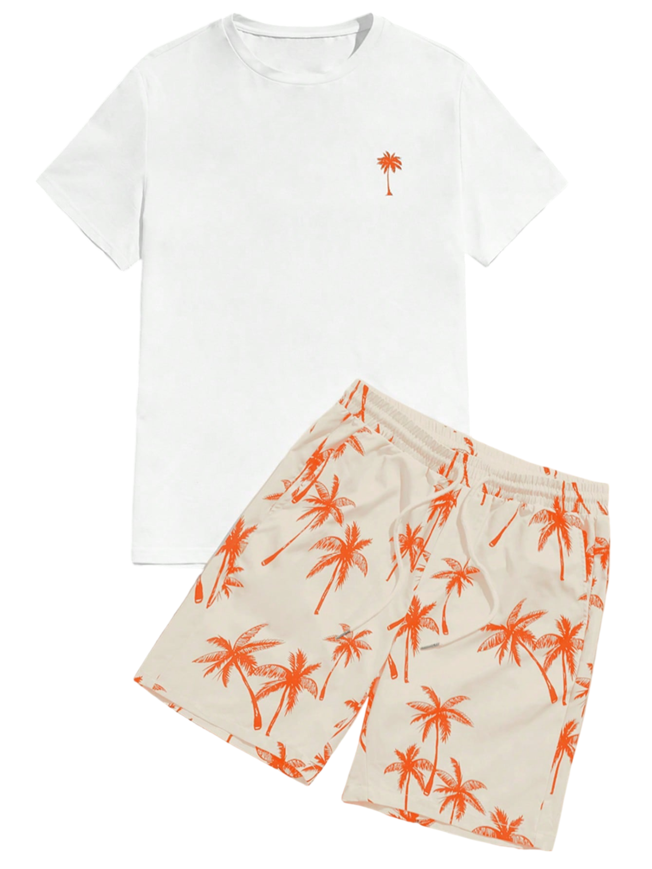 Palm Breeze Tee And Shorts Set-Vacay Outfit