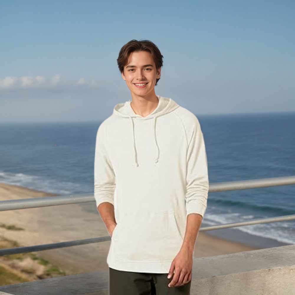 Men’s Long Sleeve Slub Thermal Pullover Hoodie