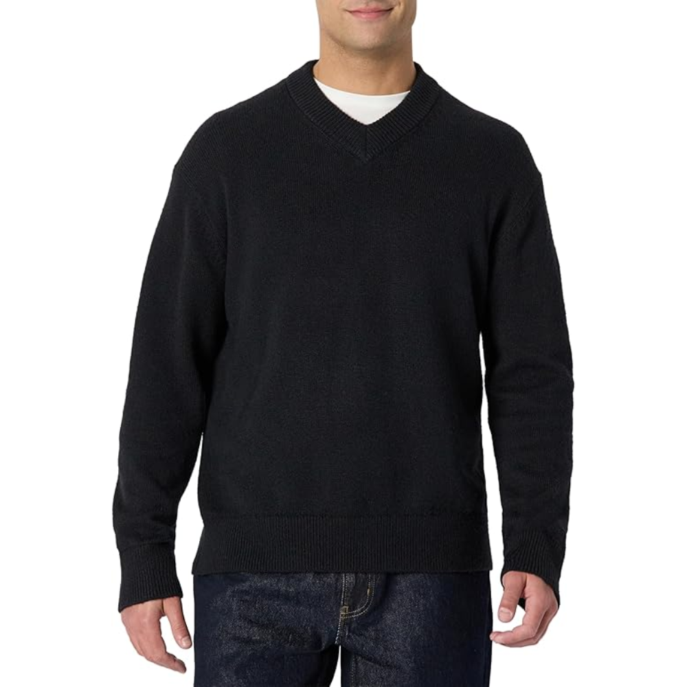Men's Regular-Fit Cotton Blend V-Neck Sweater