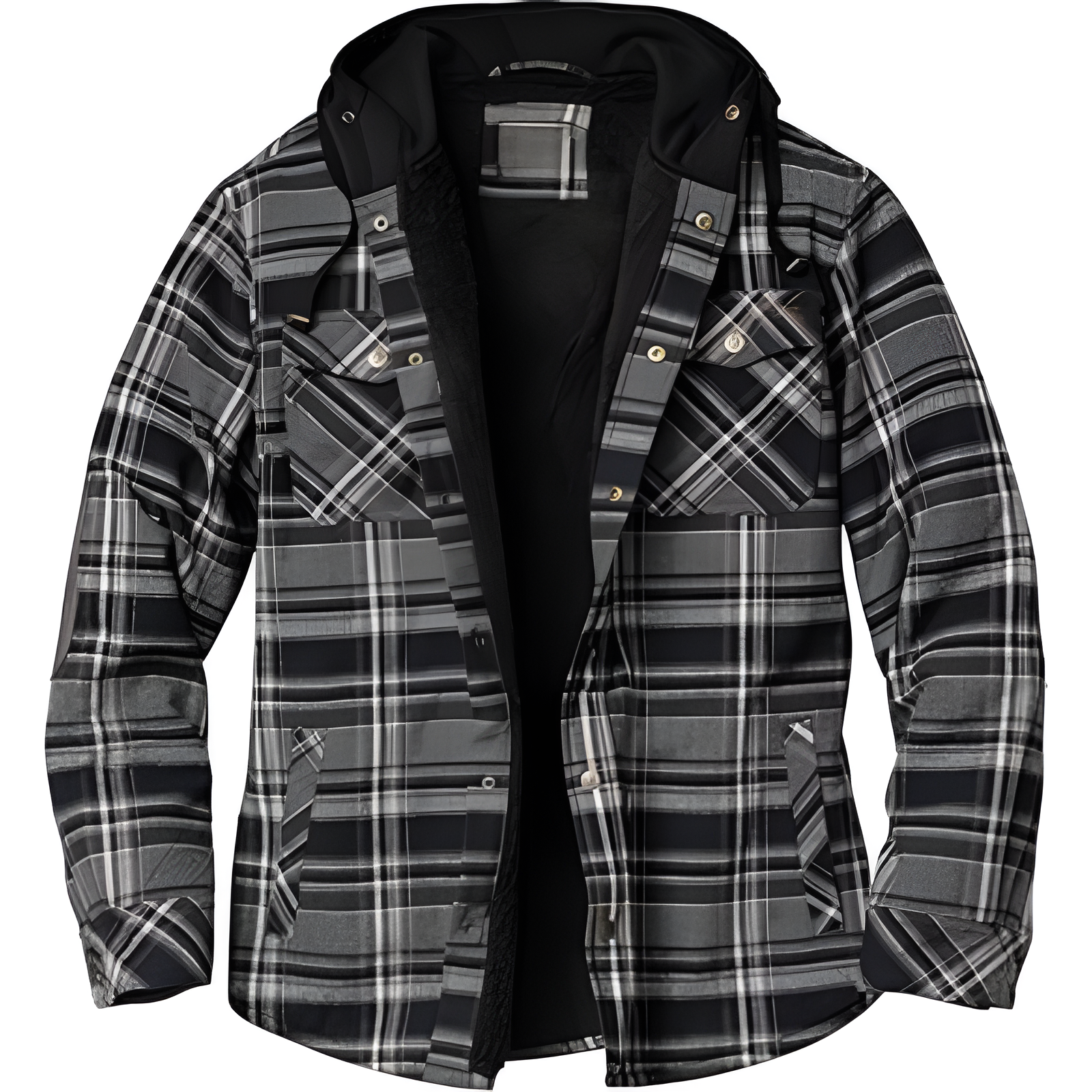Insulated Plaid Hooded Flannel Jacket For Men