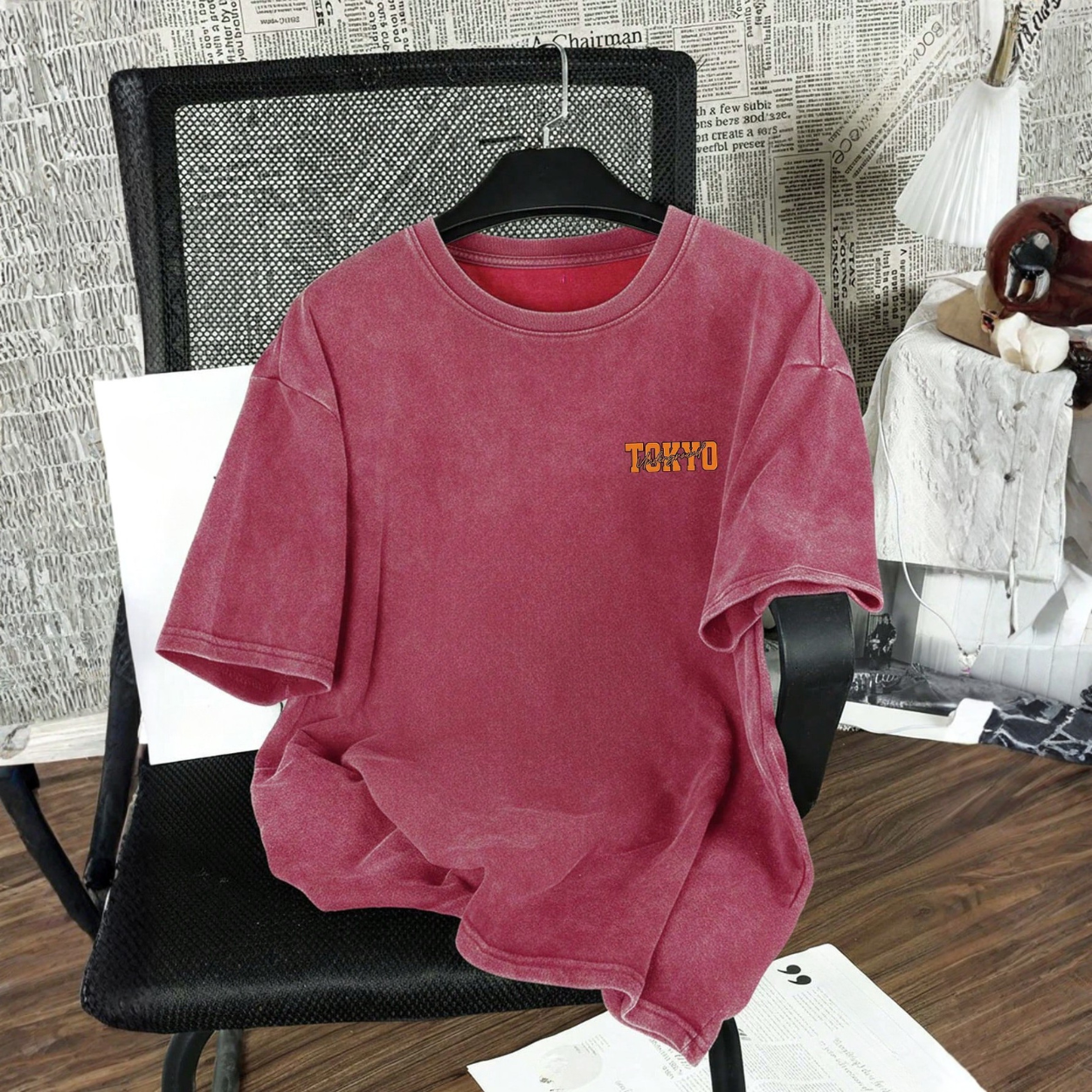 Racing Pattern Slim Washed Vintage Short Sleeve T Shirt For Men