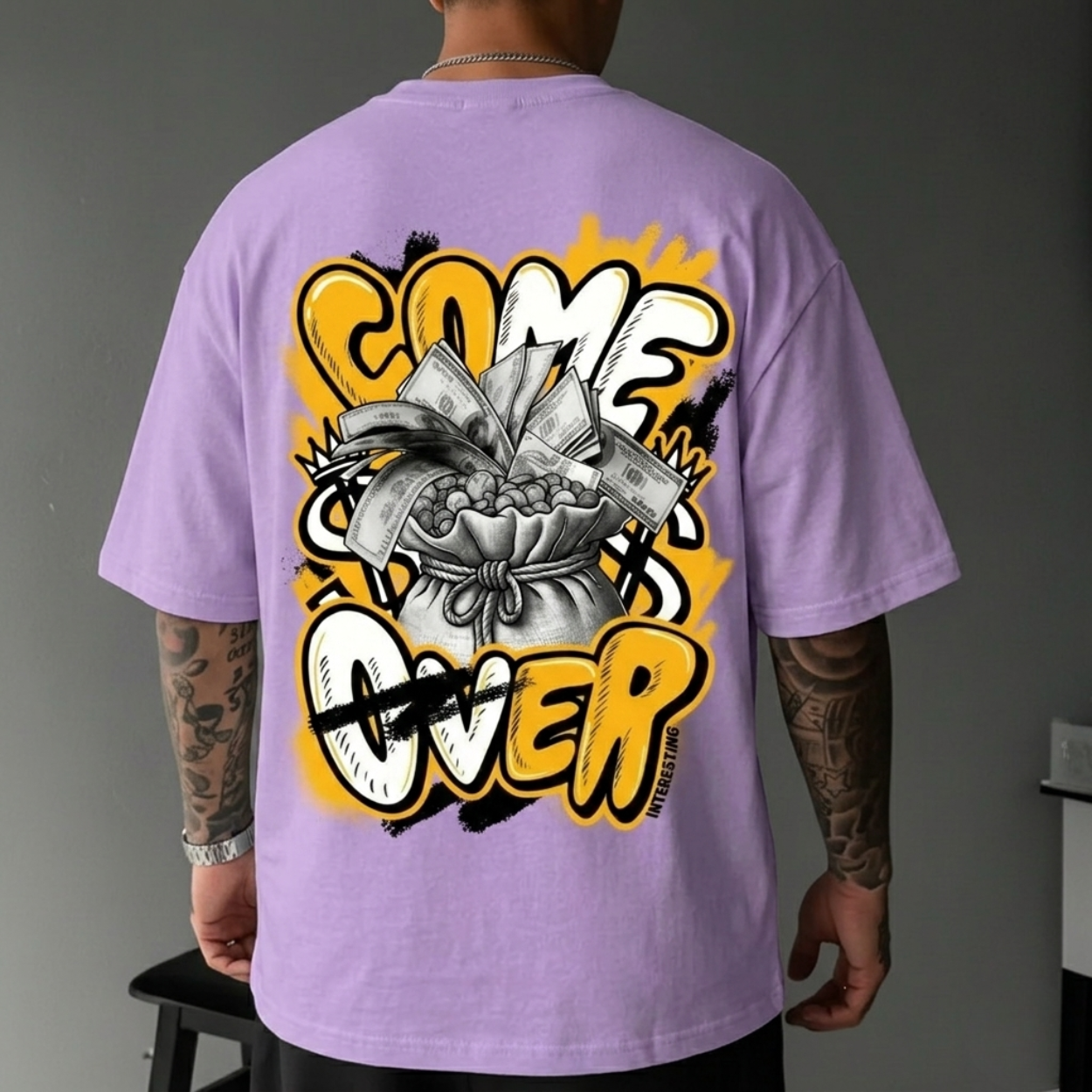 Printed Pattern Round Short Sleeve T Shirt For Men