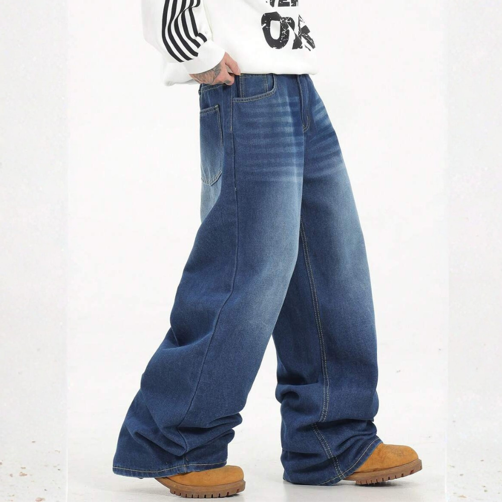 Loose Washed Denim Casual Baggy Wide Jeans