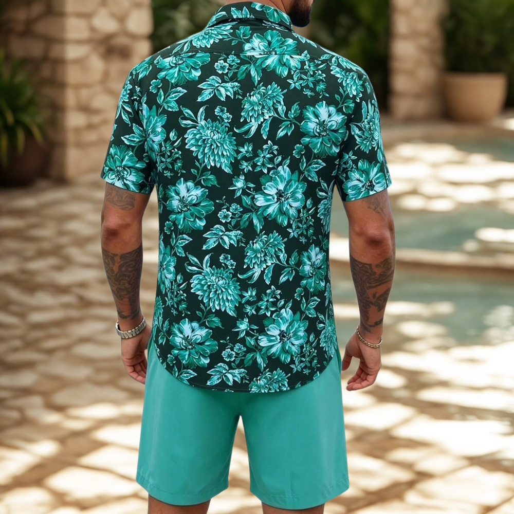 Summer Short Sleeve Shirt And Shorts Set For Men 