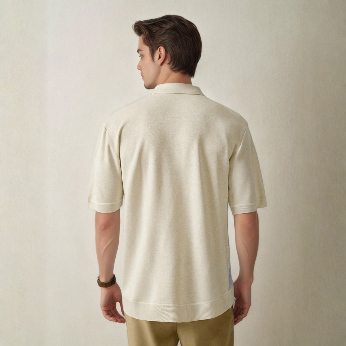 Casual Striped Knit Short Sleeve Polo Shirt For Men