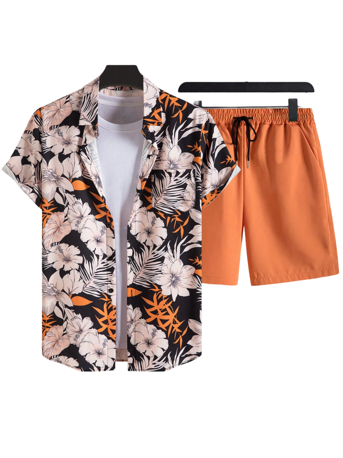 Tropical Harmony Shirt And Shorts Set-Vacay Outfit