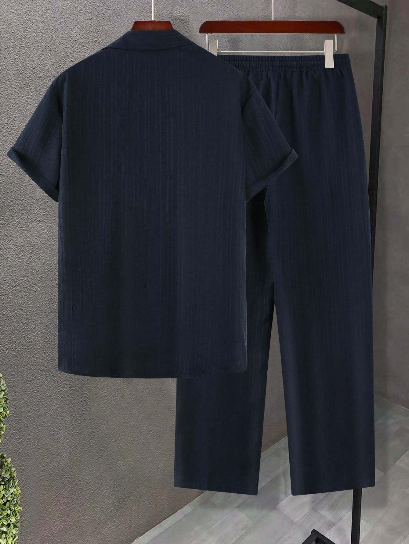 Solid Colored Button Up Shirt And Pants Without Tee-Vacay Outfit