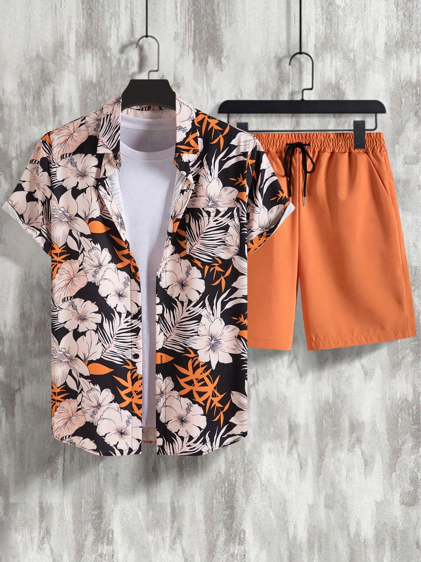 Tropical Harmony Shirt And Shorts Set-Vacay Outfit