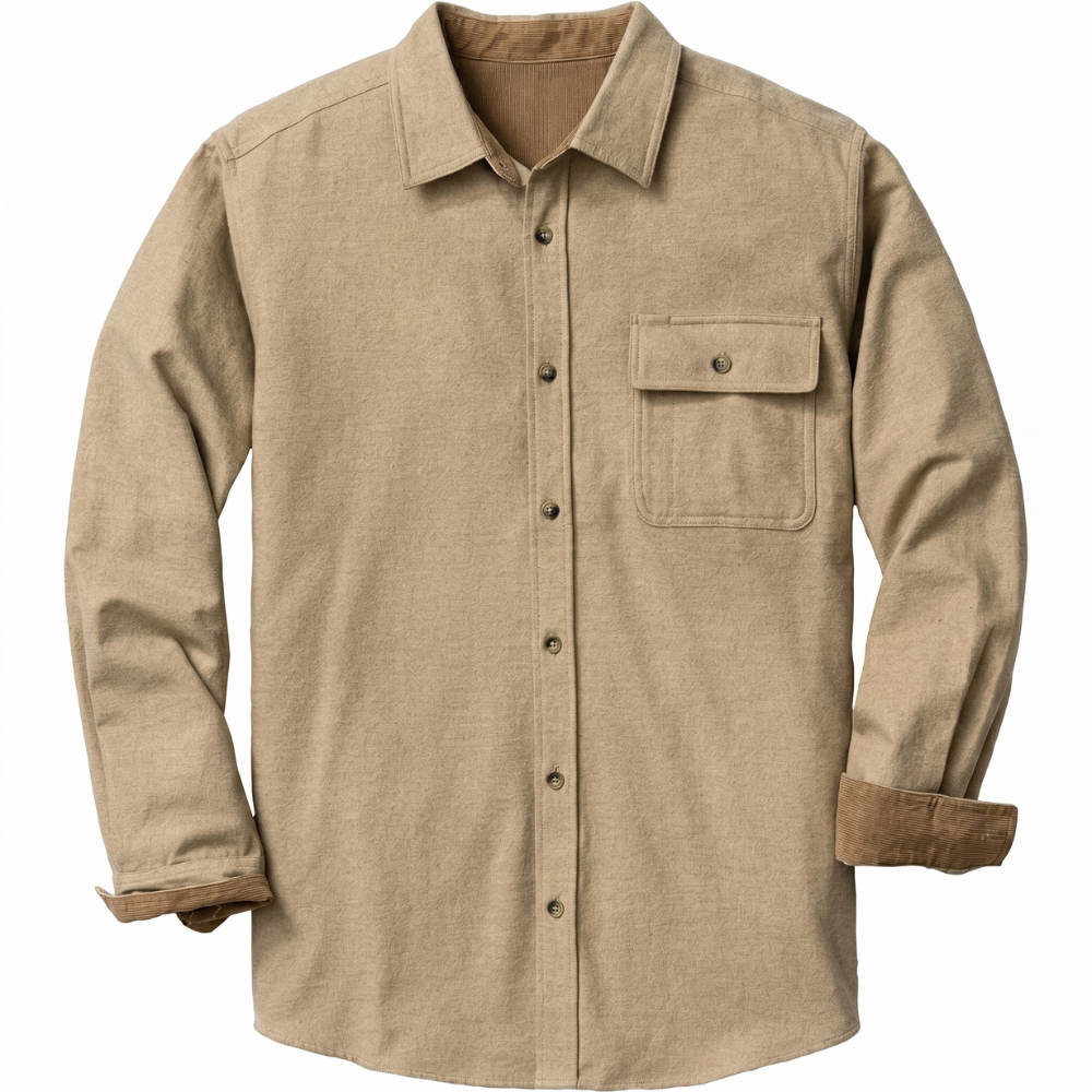 Sleeve And Button Down Flannel Shirt Long Sleeve For Men