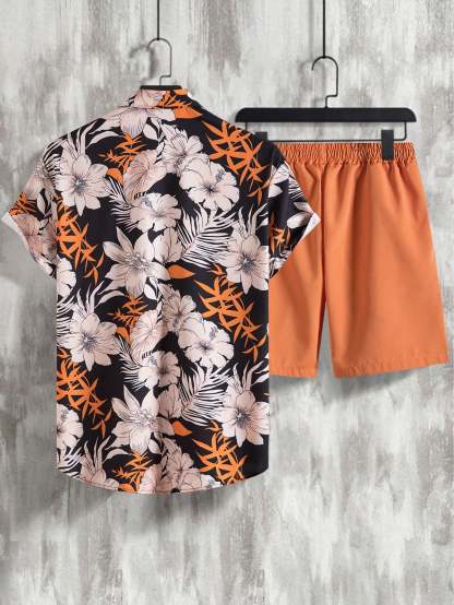 Tropical Harmony Shirt And Shorts Set-Vacay Outfit