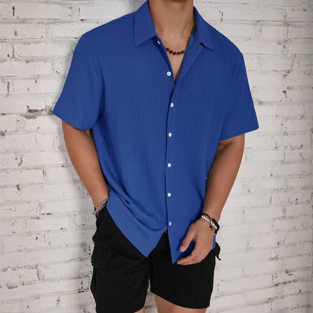 Knit Jacquard Loose Beach Vacation Shirt For Men