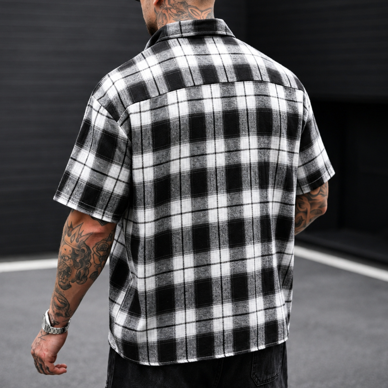 Casual Retro Checkered Short Sleeve Shirt For Men