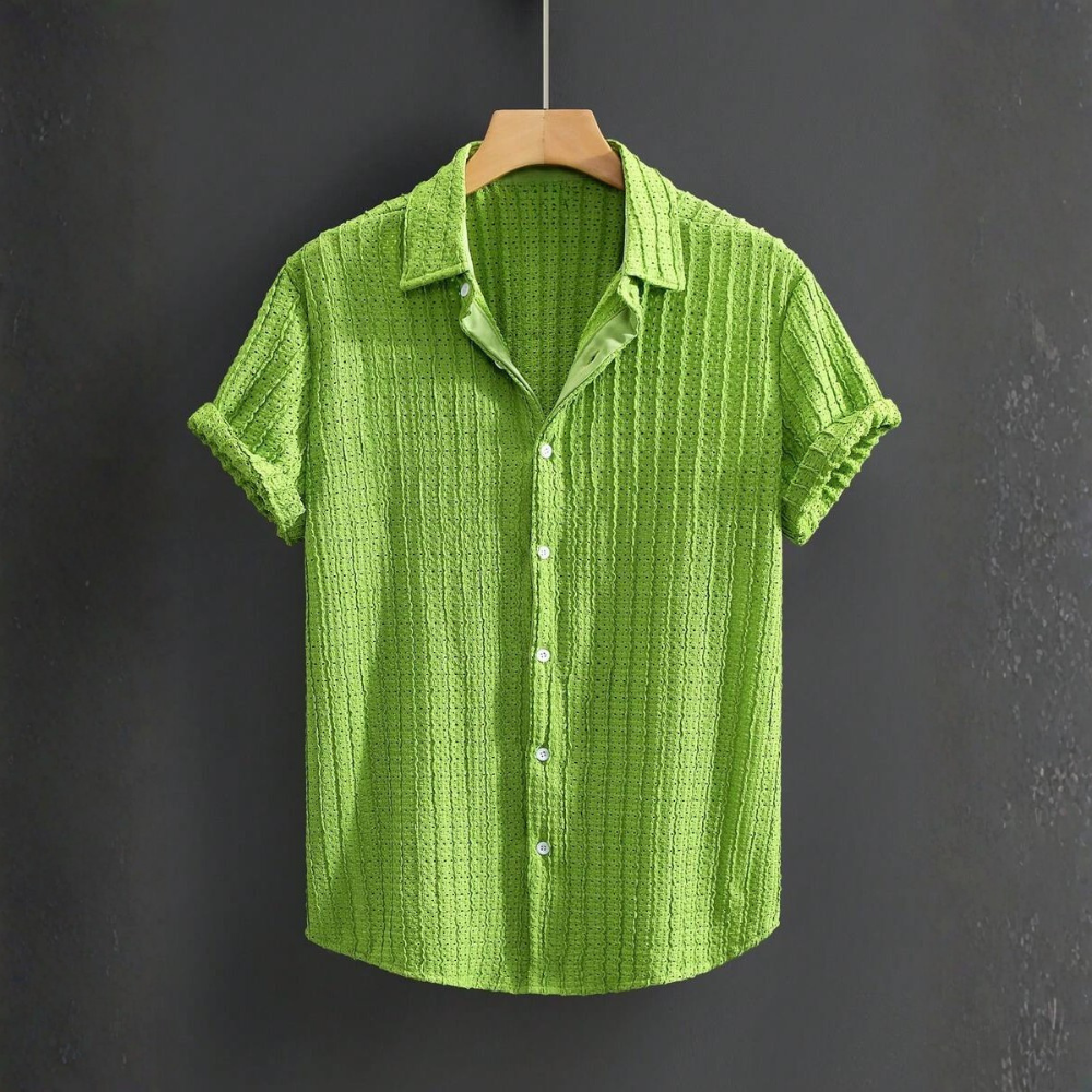 Geometric Jacquard Short Sleeve Casual Shirt