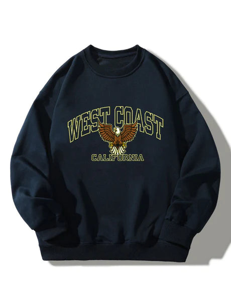 West Coast Eagle Print Sweatshirt-Vacay Outfit