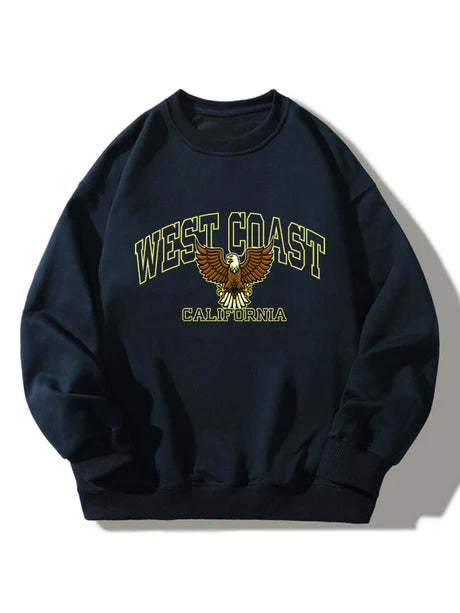 West Coast Eagle Print Sweatshirt-Vacay Outfit