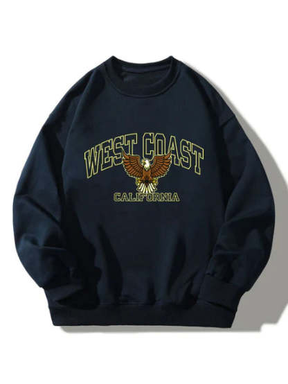 West Coast Eagle Print Sweatshirt-Vacay Outfit