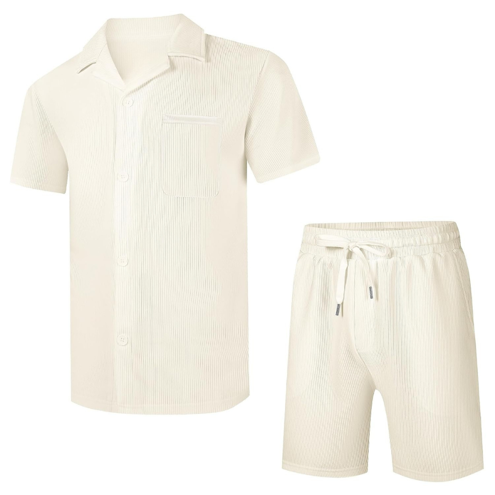 Casual Summer Beach Shorts and Shirt Set Men
