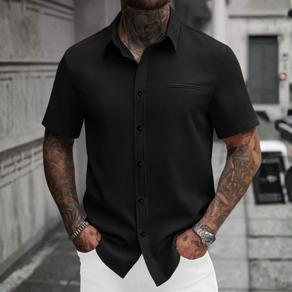 Casual Business Short Sleeve Formal Office Daily Work Shirt For Men