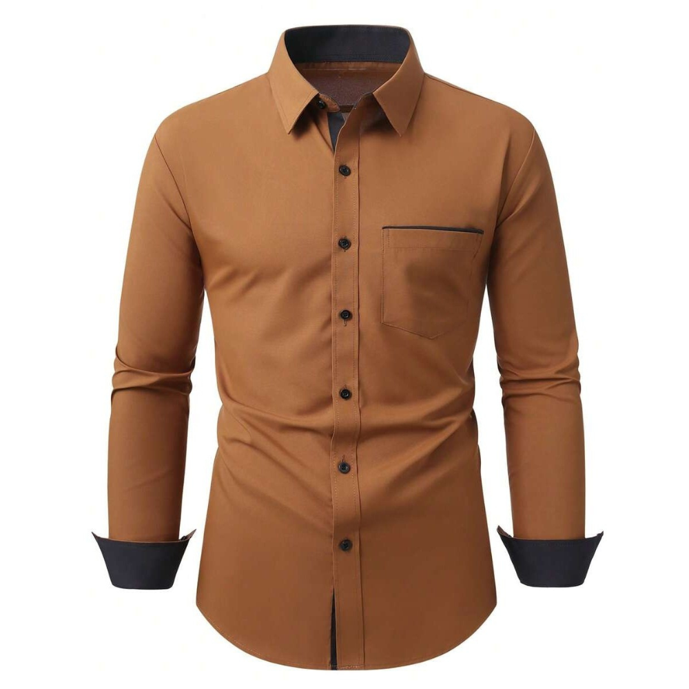 Solid Colored Front Pocket Long Sleeve Shirt