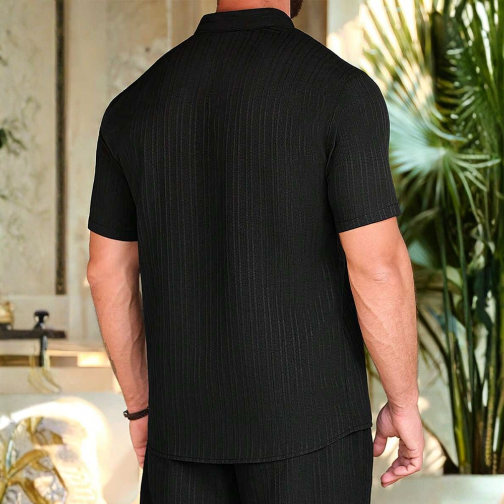 Summer Striped Print Casual Short Sleeve Daily Commute Shirt For Men